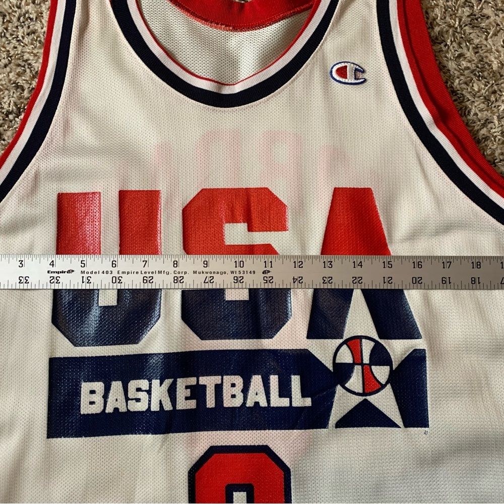 Vintage 90s Micheal Jordan Jersey USA Champion 1992 Olympic Dream Team 9 Sz 44 - Picture 7 of 7